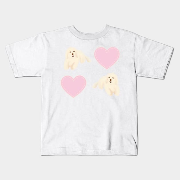 Fluffy Maltipoo Pattern Kids T-Shirt by PatternbyNOK